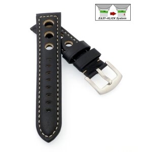 Easy-Klick Vintage Rallye Uhrenarmband Modell Jülich schwarz 22 mm