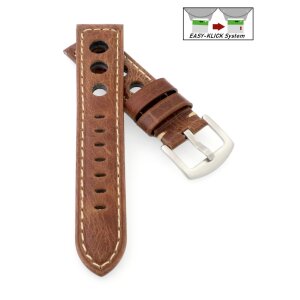 Easy-Klick Vintage Rallye Uhrenarmband Modell Jülich cognac 24 mm