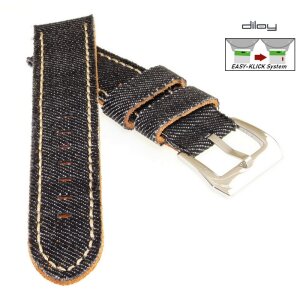 Diloy Easy-Klick Jeans Uhrenarmband Modell Richmond schwarz 18 mm Fashion-Strap