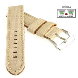 Diloy Easy-Klick Jeans Uhrenarmband Modell Richmond beige 20 mm Fashion-Strap