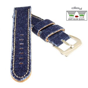 Diloy Easy-Klick Jeans Uhrenarmband Modell Richmond dunkelblau 24 mm Fashion-Strap