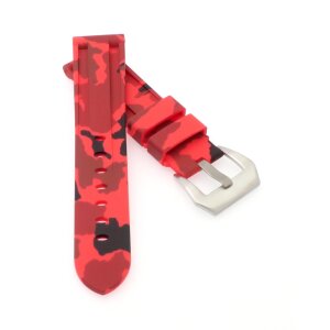 Camouflage Silikon Uhrenarmband Modell Italo rot 20 mm, komp. Panerai