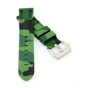 Camouflage Silikon Uhrenarmband Modell Italo dunkel-grün 22 mm, komp. Panerai