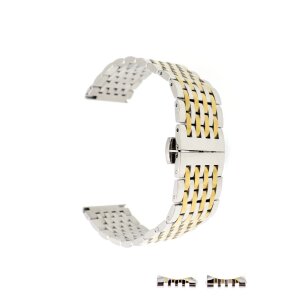 Multifunktional Edelstahl Uhrenarmband Modell Igis-SG silber-gold 22 mm