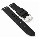 Easy-Klick Biker Kalbsleder Uhrenarmband schwarz 18 mm, extralange Ausführung