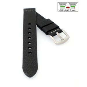 Easy-Klick Biker Kalbsleder Uhrenarmband schwarz 20 mm, extralange Ausführung
