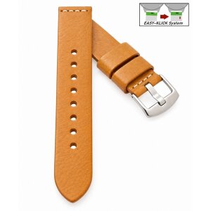 Easy-Klick Biker Kalbsleder Uhrenarmband hellbraun 22 mm, extralange Ausführung