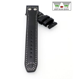 Easy-Klick Kalbsleder Uhrenarmband mit Nieten Modell IW-36 schwarz 22 mm, kompatibel IWC