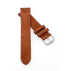 Veloursleder Uhrenarmband Modell Oslo-XL brandy 20 mm Handarbeit