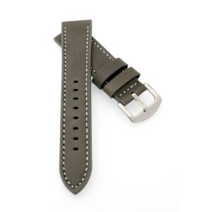 Französisches Kalbsleder Uhrenarmband Modell Olsen grau-WN 22 mm