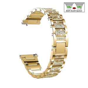 Easy-Klick Metall-Glitzer Damen Uhrenarmband Modell Glizzard gold 22 mm