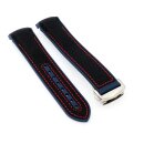 Premium Hybrid Uhrenarmband Modell Innsbruck-FSS schwarz-blau-rot 20 mm, komp. Omega