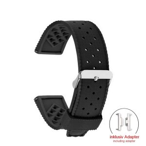 Premium Silikon Uhrenarmband Modell Tropical-PRX schwarz 12/22 mm, komp. Tissot-PRX