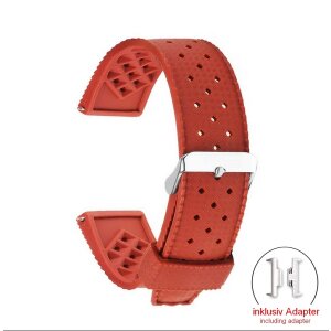 Premium Silikon Uhrenarmband Modell Tropical-PRX rot 12/22 mm, komp. Tissot-PRX