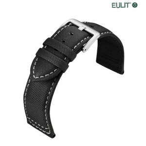 Eulit Nylon-Textil Uhrenarmband Modell Regatta schwarz-grau 20 mm, wasserfest