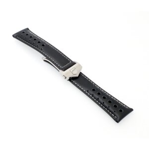 Rallye-Kalbsleder Uhrenarmband Modell Shift-FS-S schwarz-GN 22/18 mm, kompatibel TAG Heuer
