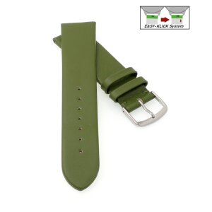Feines Easy-Klick Leder-Uhrenarmband Modell Basel-NL avocado-grün 20 mm