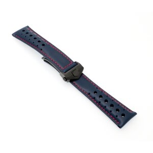 Rallye-Kalbsleder Uhrenarmband Modell Shift-FS-P blau-RN 22/18 mm, kompatibel TAG Heuer