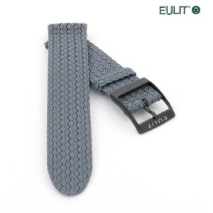 Eulit Perlon Uhrenarmband Modell Palma-Pacific-PVD XS-Kurzlänge grau 22 mm