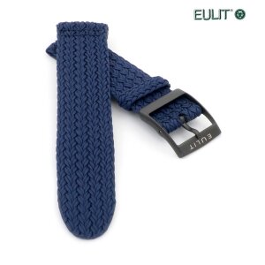 Eulit Perlon Uhrenarmband Modell Palma-Pacific-PVD XS-Kurzlänge navy-blau 22 mm