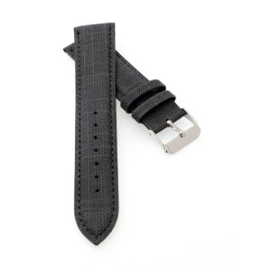 Hybrid Jeans-Design Nylon-Leder Uhrenarmband Modell Relax grau-schwarz 16 mm