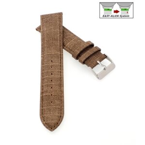 Easy-Klick Hybrid Jeans-Design Nylon-Leder Uhrenarmband Modell Relax braun 22 mm