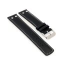 Easy-Klick Sattelleder Flieger-Uhrenarmband mit Nieten Modell Hangar schwarz 22 mm