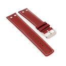 Easy-Klick Sattelleder Flieger-Uhrenarmband mit Nieten Modell Hangar rotbraun 22 mm