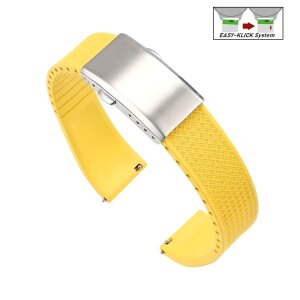 Easy-Klick Premium FKM-Kautschuk Uhrenarmband Modell Texturo-S gelb 18 mm