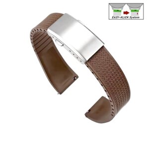 Easy-Klick Premium FKM-Kautschuk Uhrenarmband Modell Texturo-S mocca 19 mm