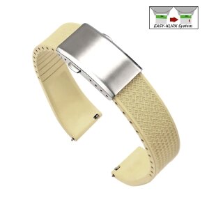 Easy-Klick Premium FKM-Kautschuk Uhrenarmband Modell Texturo-S beige 19 mm