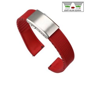 Easy-Klick Premium FKM-Kautschuk Uhrenarmband Modell Texturo-S rot 19 mm