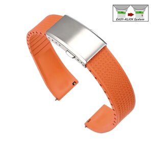 Easy-Klick Premium FKM-Kautschuk Uhrenarmband Modell Texturo-S orange 22 mm