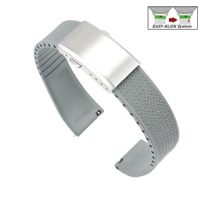 Easy-Klick Premium FKM-Kautschuk Uhrenarmband Modell Texturo-S hell-grau 22 mm
