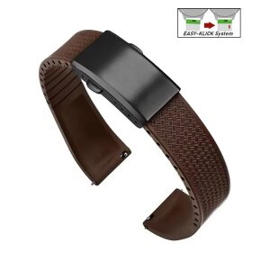 Easy-Klick Premium FKM-Kautschuk Uhrenarmband Modell Texturo-P mocca 18 mm