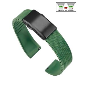 Easy-Klick Premium FKM-Kautschuk Uhrenarmband Modell Texturo-P grün 19 mm