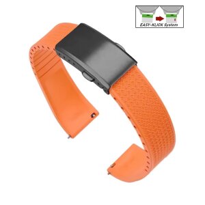 Easy-Klick Premium FKM-Kautschuk Uhrenarmband Modell Texturo-P orange 22 mm