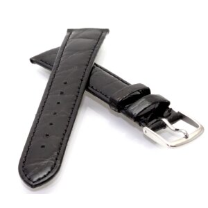 Echt Krokodil Uhrenarmband Modell Tomba schwarz-TiT 18 mm
