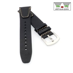 Vintage Easy-Klick Kalb-Nappaleder Uhrenarmband Modell Risa schwarz 20 mm