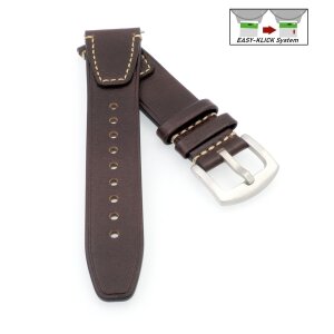 Vintage Easy-Klick Kalb-Nappaleder Uhrenarmband Modell Risa mocca 20 mm