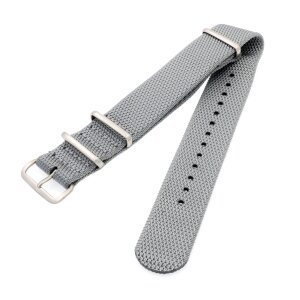 Doppellagig-EXTRADICK Nato Canvas-Nylon Uhrenarmband Modell Airloft-S grau-silber 20 mm