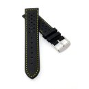 Franz&ouml;sisches Softlederband Modell Sportiva schwarz-gelb 22 mm-gelocht