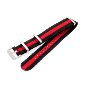 GEO-Straps Nato Nylon Uhrenarmband Modell Beat-S schwarz-rot 20 mm