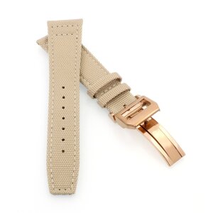 Canvas-Nylon Leder Uhrenarmband Modell Ingelheim-FSRG beige 22 mm, kompatibel IWC