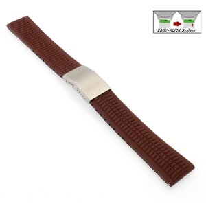 Easy-Klick Premium FKM-Kautschuk Uhrenarmband Modell Riga-S braun 22 mm
