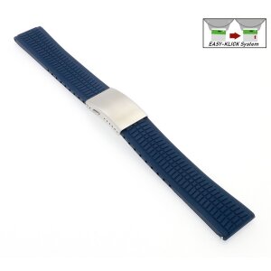 Easy-Klick Premium FKM-Kautschuk Uhrenarmband Modell Riga-S blau 24 mm