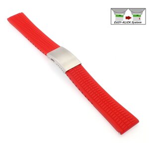 Easy-Klick Premium FKM-Kautschuk Uhrenarmband Modell Riga-S rot 24 mm