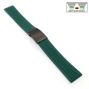 Easy-Klick Premium FKM-Kautschuk Uhrenarmband Modell Riga-P grün 20 mm