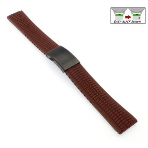 Easy-Klick Premium FKM-Kautschuk Uhrenarmband Modell Riga-P braun 20 mm