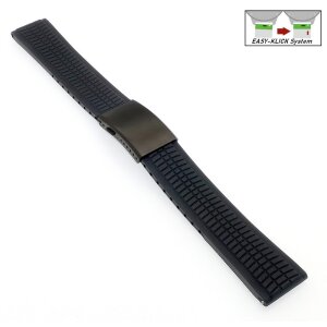 Easy-Klick Premium FKM-Kautschuk Uhrenarmband Modell Riga-P schwarz 22 mm